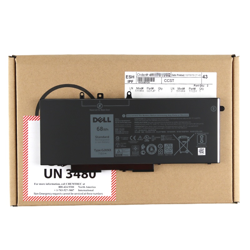 戴尔 GJKNX 原装笔记本电池4芯 7.6V 68Wh 适用Latitude 5280 5480 5580 3520