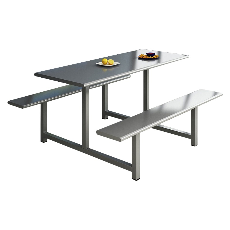 员工食堂餐桌椅8人位不锈钢学校学生工厂饭堂快餐桌椅连体组合2.0米