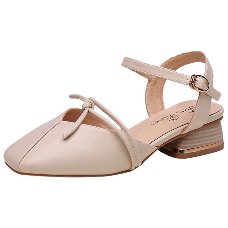 森林公主春夏凉鞋女韩版中跟方头金属扣百搭中空复古玛丽珍女单鞋 森林公主 复古玛丽珍鞋