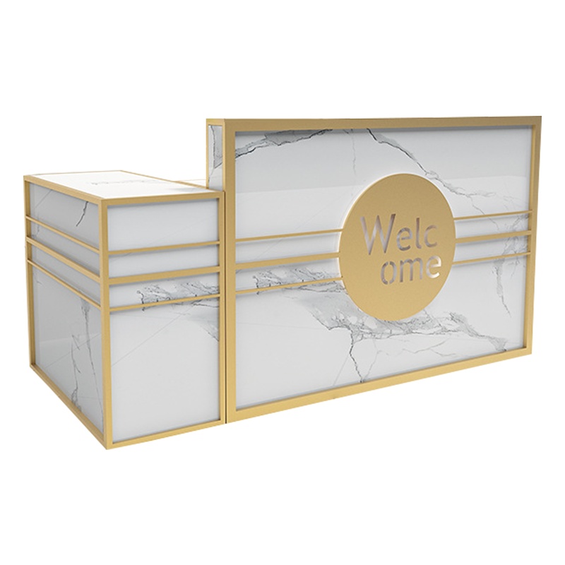 质凡北欧大理石收银台 轻奢服装店铺前台柜台美容院公司办公接待吧台