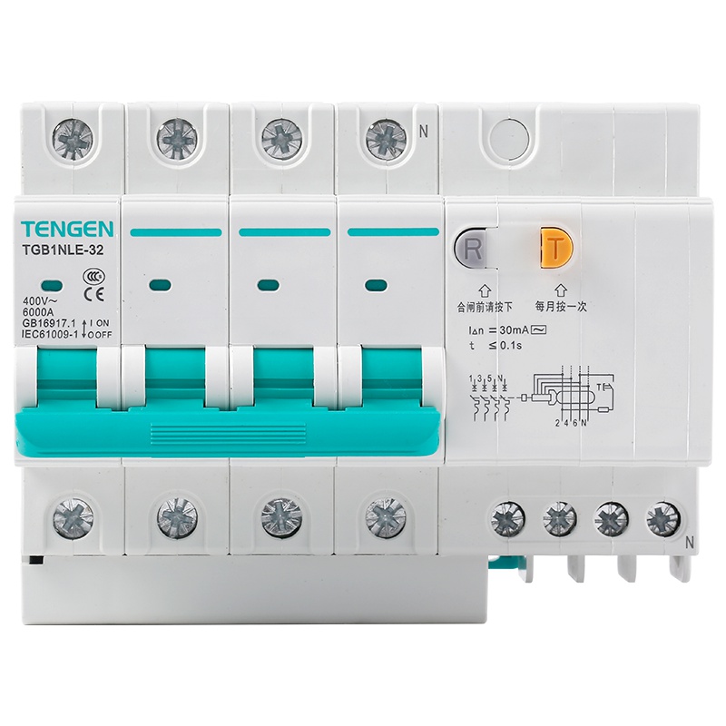 天正电气 空气开关 TGB1NLE-32 4P C 6A 30mA 01070230322 微型漏电保护断路器