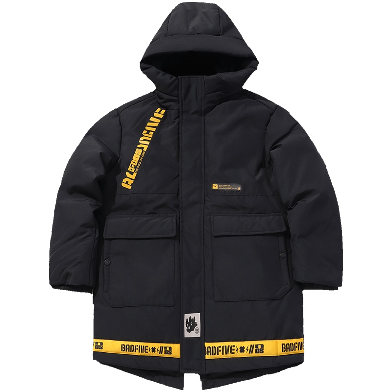 李宁童装中长款羽绒服男小大童BADFIVE篮球系列连帽上衣