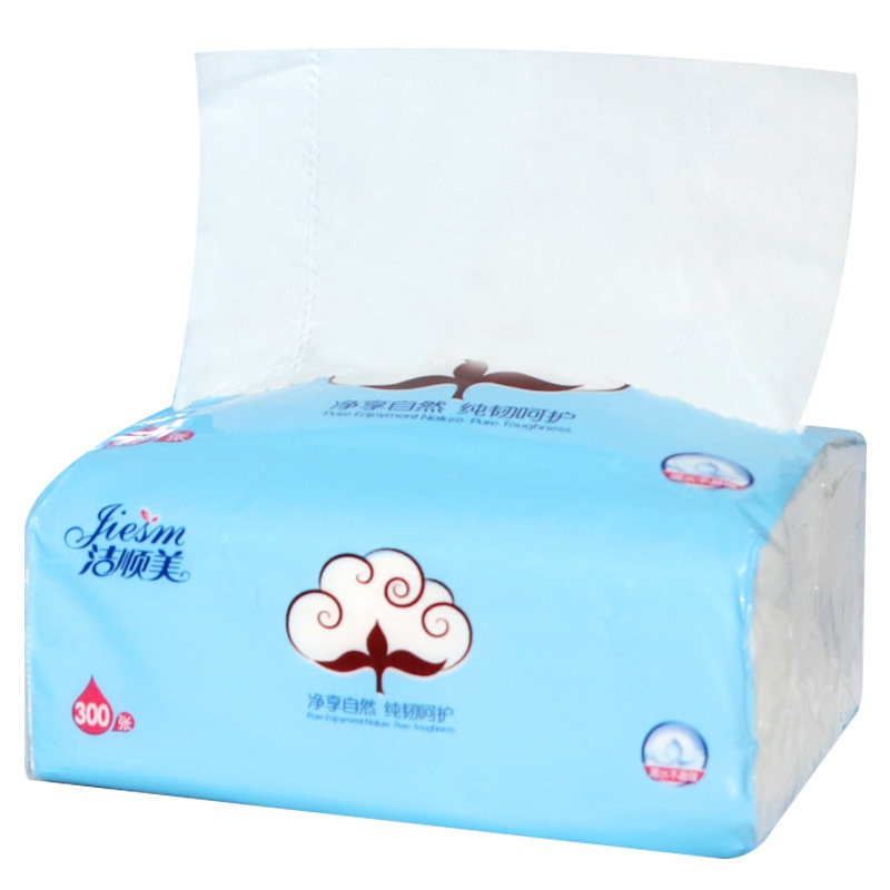 洁顺美面巾纸 抽纸 家庭用纸177mmx166mm 4层 300张50包 细腻顺滑