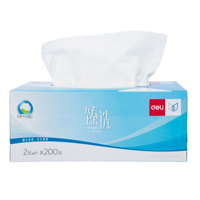 得力(deli)MH2200-02 盒装抽纸柔韧 2层200抽面巾纸 (6盒装)