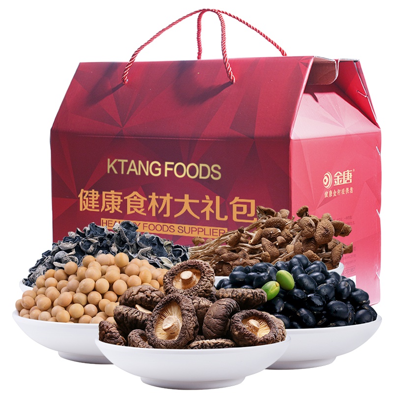 金唐(KTANG) 健康食材杂粮干货礼盒2160g 黑木耳 茶树菇 黑豆 黄豆年货新年送礼团购福利礼盒