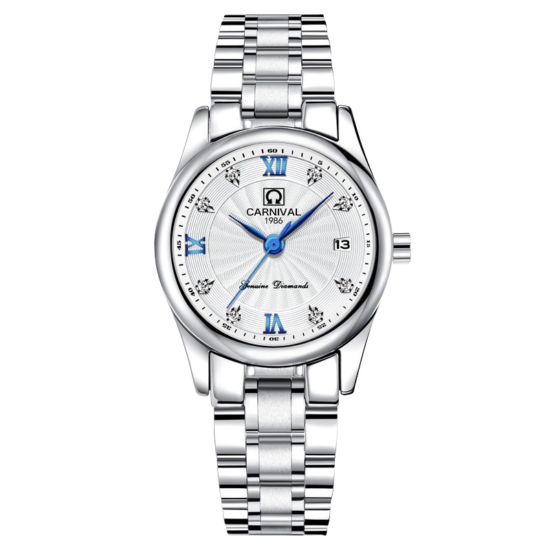瑞士嘉年华Carnival手表新款女士时尚镶水钻石英表 女表日历防水精钢潮流 女神腕表小巧 全国联保8830L