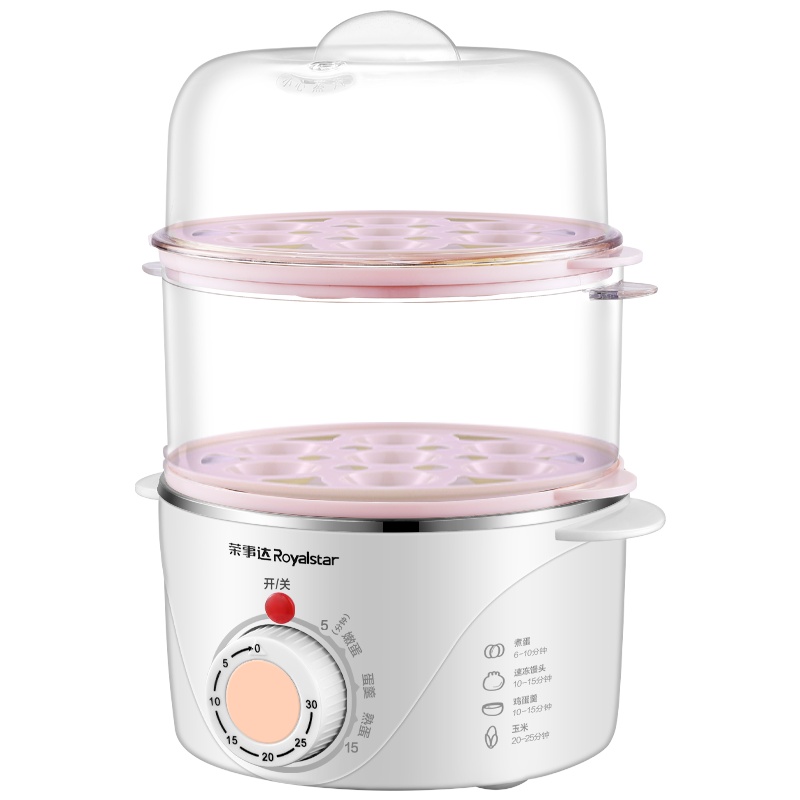 荣事达(Royalstar)煮蛋器RD-Q351双层蒸蛋器定时功能304不锈钢发热底盘小型煮蛋器迷你鸡蛋羹
