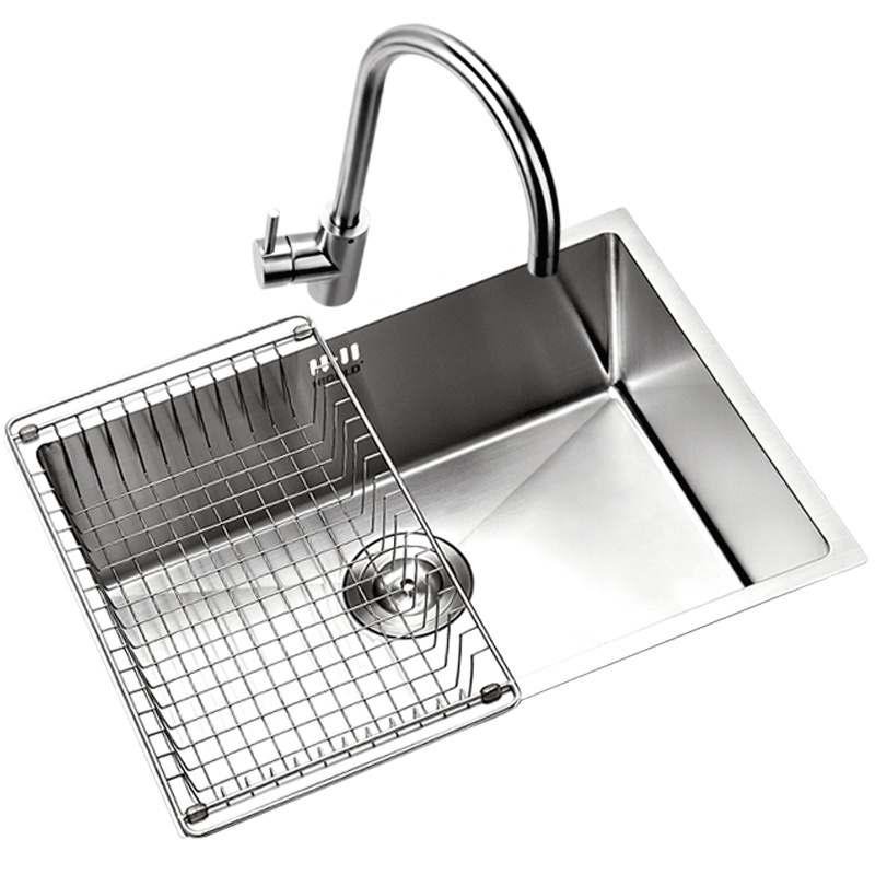 HIGOLD/悍高 水槽单槽304不锈钢水槽 洗菜盆加厚手工水槽水槽龙头