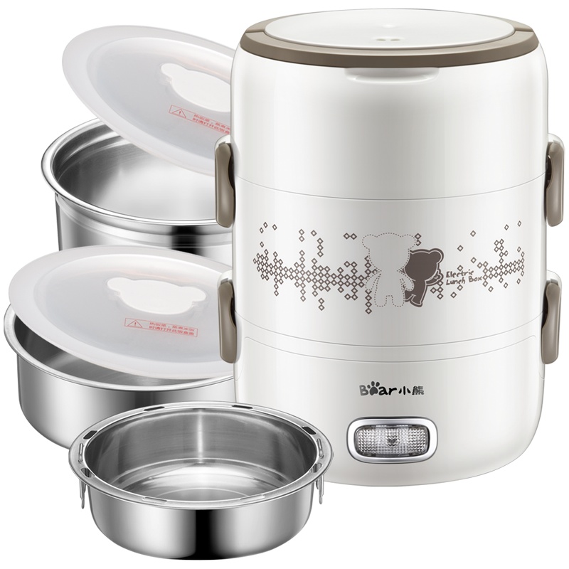 小熊(Bear)电热饭盒 DFH-S2358 双层大容量保温饭盒可插电加热上班族学生带饭神器可热饭蒸饭苏宁自营