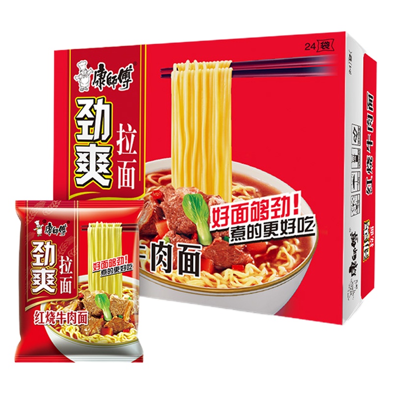 康师傅劲爽红烧牛肉方便面袋装95g