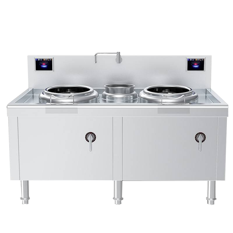 乐创(lecon)商用双头单尾小炒灶 15KW*2大功率食堂炒菜电磁灶 304不锈钢工程款 LC-J-SXC400S