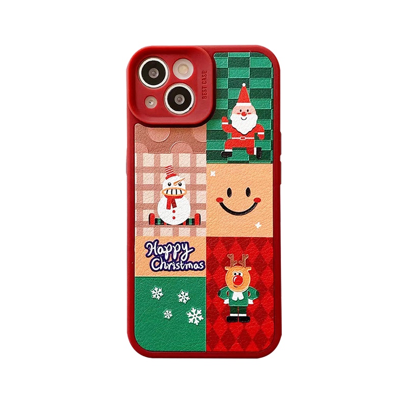 卡绮苹果13手机壳iPhone12新款11promax硅胶防摔xr透明xsmax女款x全包8plus镜头格纹菱格拼接圣诞