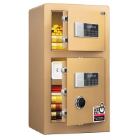 得力(deli)4081双门电子密码保管箱家用办公防盗保险收纳密码保险箱金色 单台