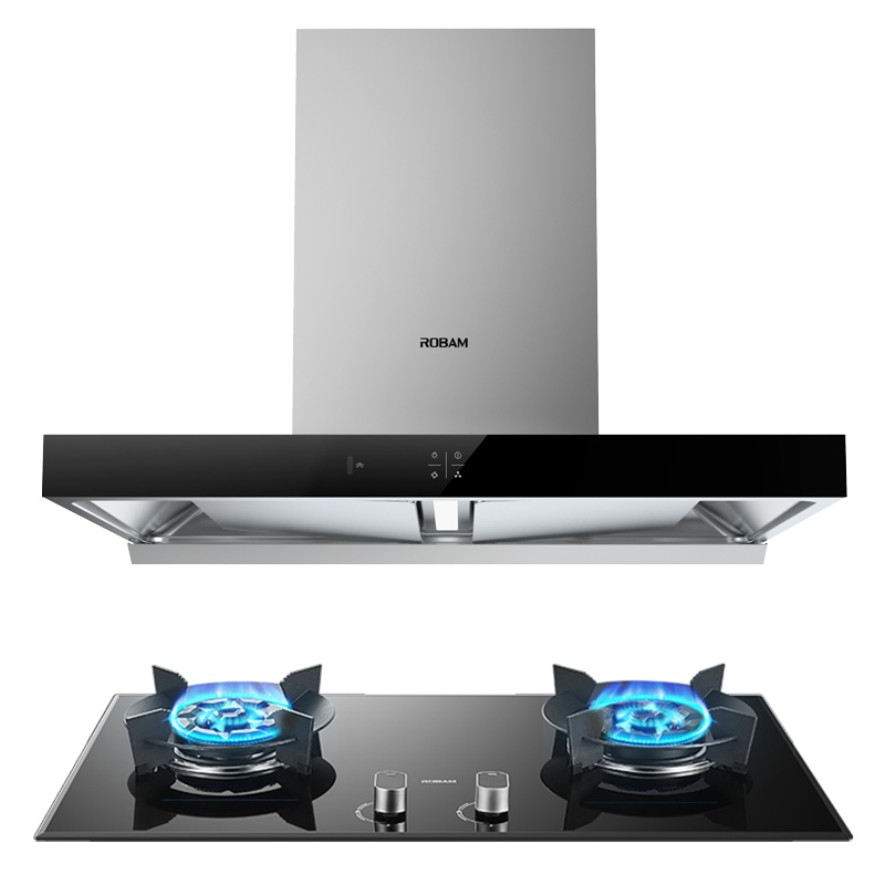 老板21m³欧式双腔烟灶套餐油烟机灶具套餐烟灶套装抽油烟机套装厨电套装 煤气灶油烟机套装60X2+57B0X[液化气]