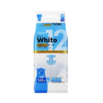 妮飘Nepia 日本Whito 轻薄透气 12小时夜用纸尿裤 60枚 S 4kg-8kg