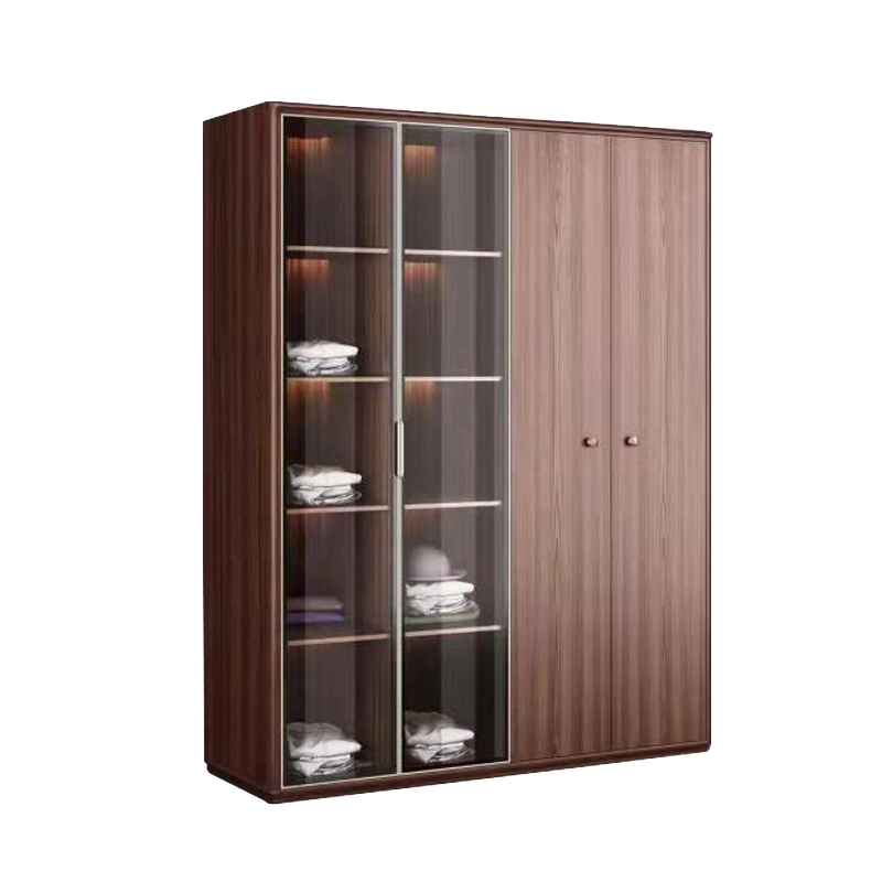 凡阔印尼紫檀木衣柜家用卧室四开门实木衣柜简约中式柜子储物柜衣柜意式轻奢