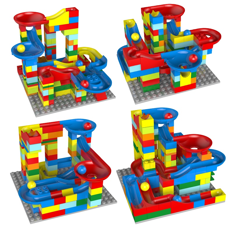 INbay茵蓓 颗粒200颗百变乐园滑道积木轨道滑梯2-3-6岁男女孩益智玩具[DIY滑道积木]