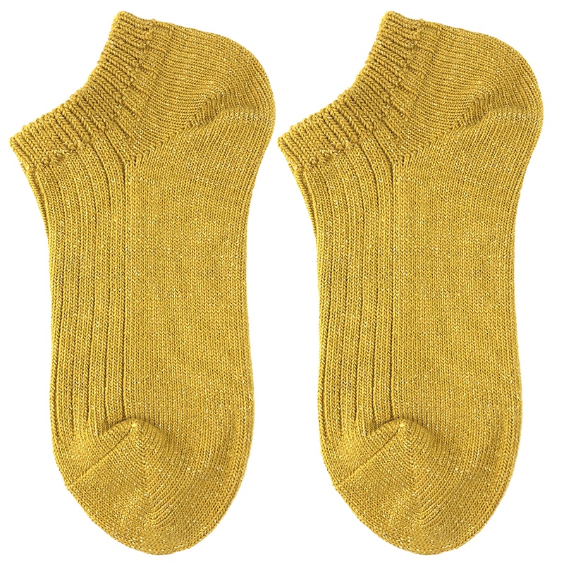 Heheng·和亨 2019年秋季新款粗针秋冬纯色双针百搭低帮船袜短袜净版金银丝版女袜