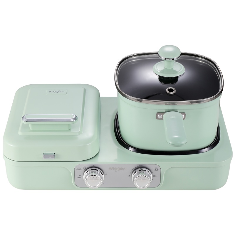 惠而浦轻食机WLF-M01Y 清新绿 多功能早餐机 煮锅煎锅三明治机