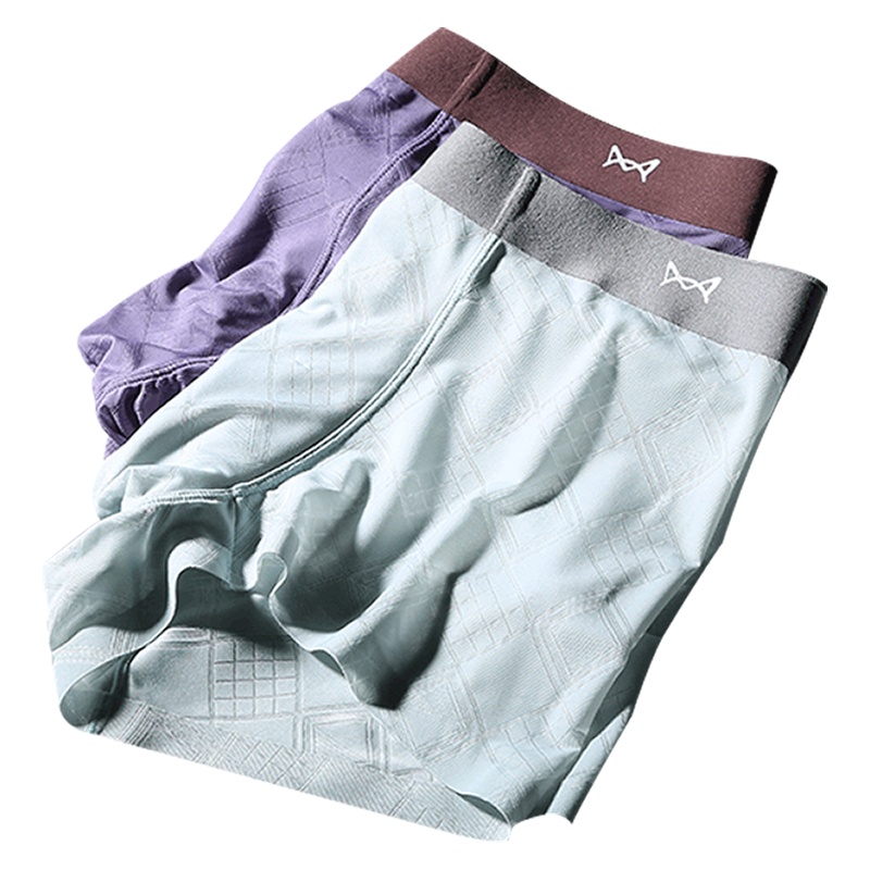 猫人miiow男士内裤平角裤冰丝中腰短裤2条装内裤