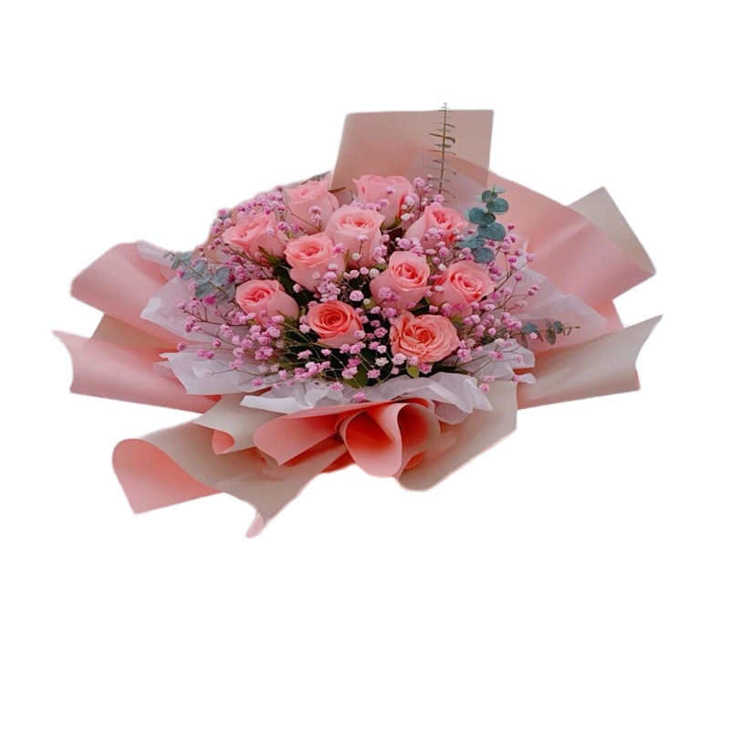 鲜花11朵粉玫瑰混搭满天星花束送爱人送闺蜜全国同城北京上海广州深圳鲜花速递
