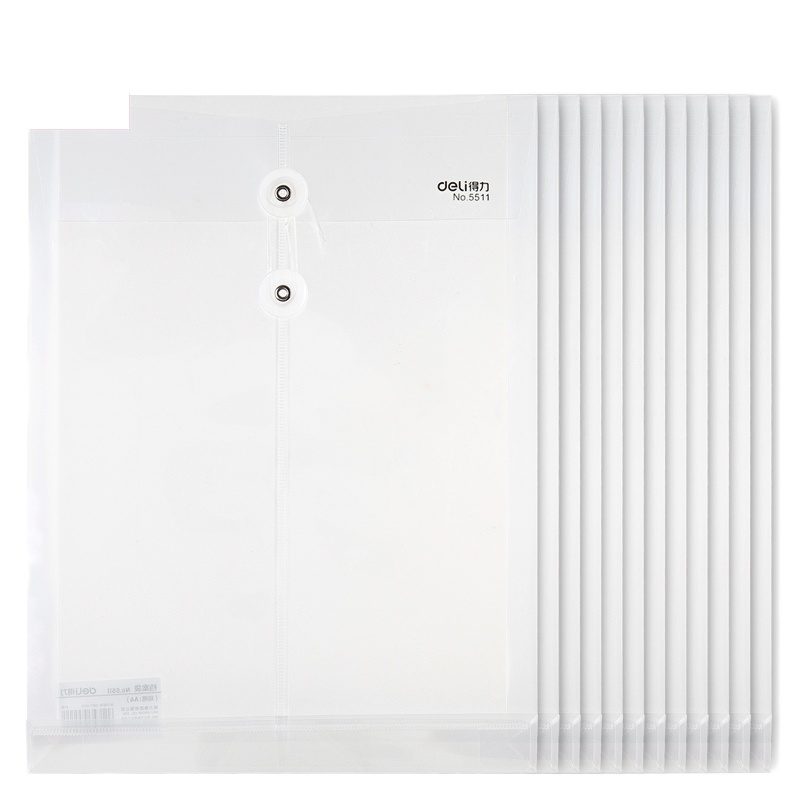 得力deli 5511透明档案袋 A4塑料绕线资料收纳文件袋H 12个/包