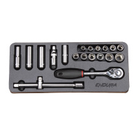 力易得 20件12.5mm系列套筒工具托组套维修工具套装手动工具组套E1926