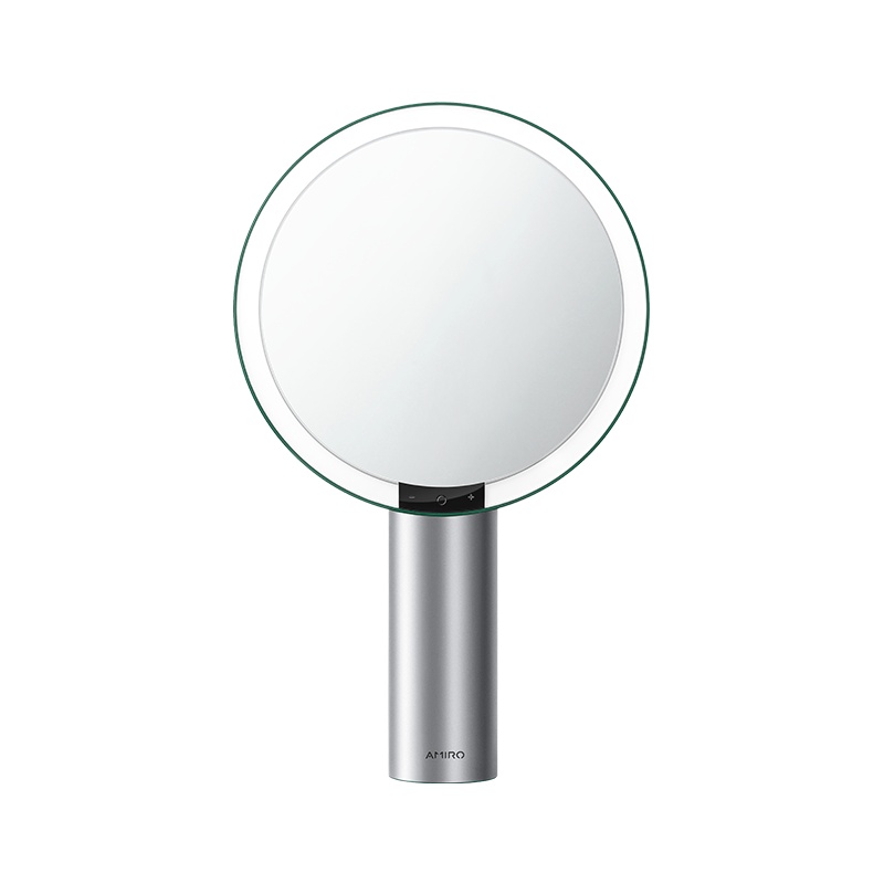 AMIRO 化妆镜子 LED带灯美容镜高清智能日光镜台式美妆镜 化妆补光女生礼物 高端奢金限量款 宝石绿 (充电款)