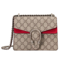 GUCCI 古驰 gucci女包DIONYSUS系列奢侈品乌木色棕色人造帆布链条斜挎单肩包酒神包 红色 421970KH
