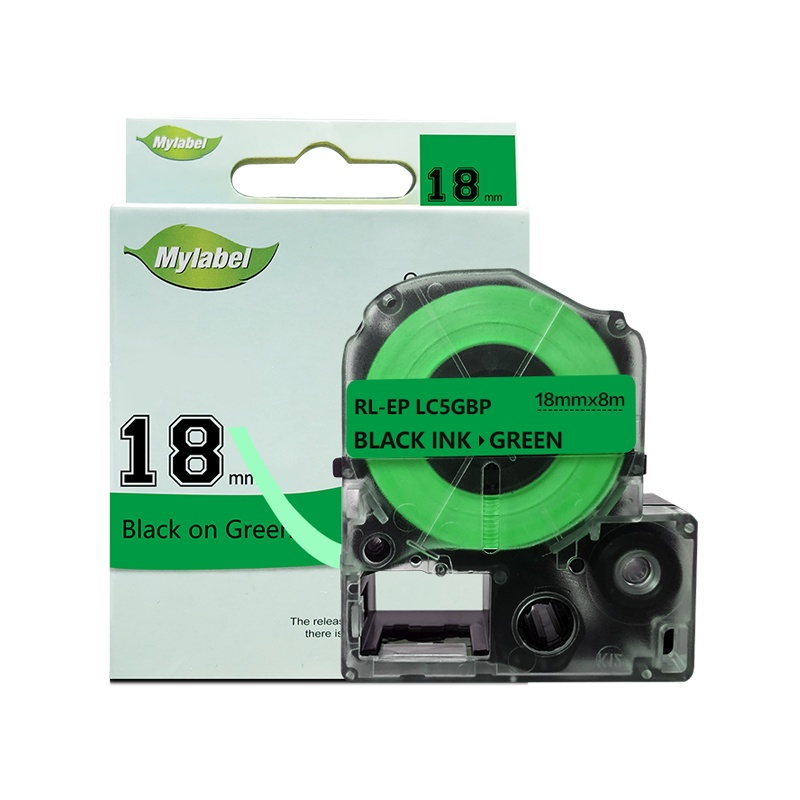 e代经典 18mm绿底黑字标签色带 适用爱普生EPSON LW400;LW700;LW600P; LK-5GBP