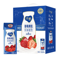 [12月产]蒙牛纯甄草莓果粒风味酸奶200g*10盒整箱礼盒装
