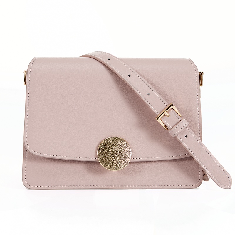 哈森春夏羊皮裸色纯色磨砂五金锁扣斜挎小方包HM84508