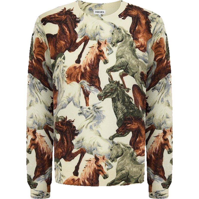 KENZO 高田贤三 男士 美利奴羊毛圆领套头衫针织衫 FA6 5PU509 3CA