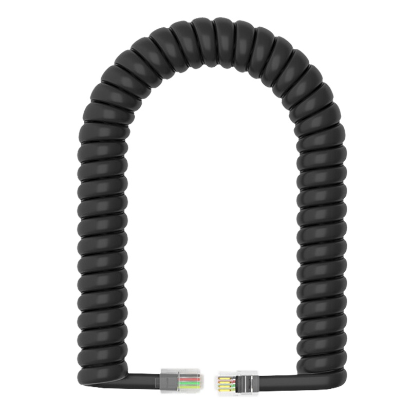 ABLEMEN 座机听筒线 话筒线 弹簧/曲线 4P4C插头-黑色 10条装