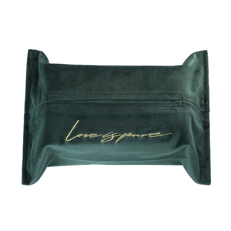 创意丝绒纸巾盒阿斯卡利(ASCARI)北欧ins布艺纸巾套车载家用客厅抽纸袋收纳盒 复古绿(常规款)