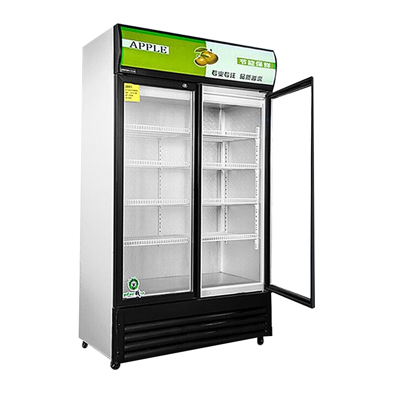 乐创(lecon)展示柜冷藏饮料柜商用立式冰柜冰箱冷柜保鲜柜 [双门草绿色] [风冷下压缩机]