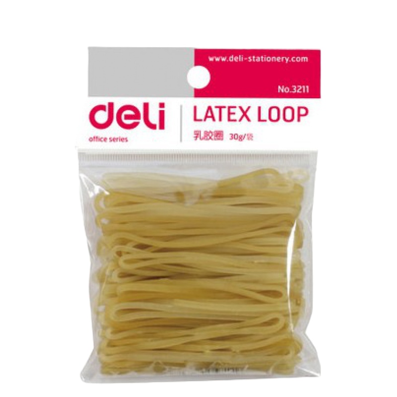 得力(deli) 橡皮筋 圆圈型 财务库房办公用品 3211乳胶圈(微黄)(约75根/包)