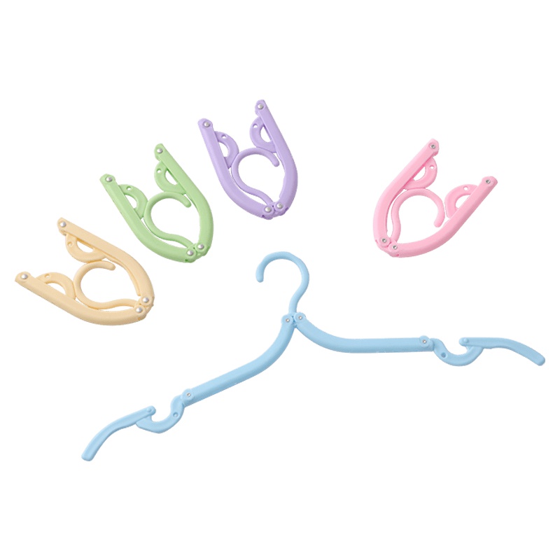 欧润哲 炫彩折叠衣架5色装 100725 多功能魔术衣架折叠多层省空间衣柜收纳挂衣多用途