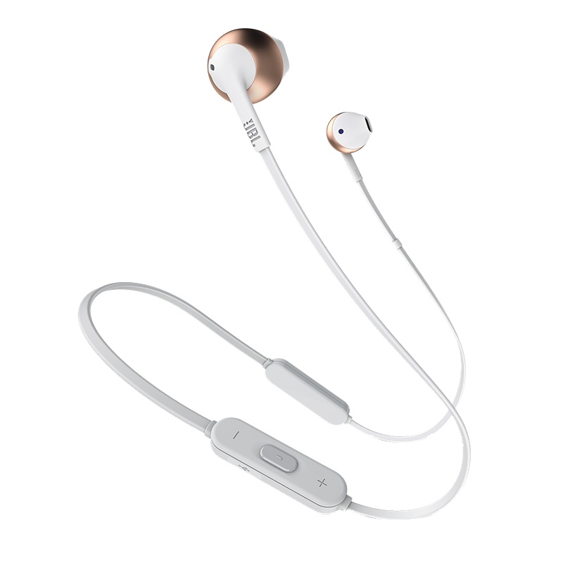 JBL TUNE205BT无线蓝牙耳机 运动耳机 T205BT半入耳式音乐耳机 带麦手机可通话 玫瑰金