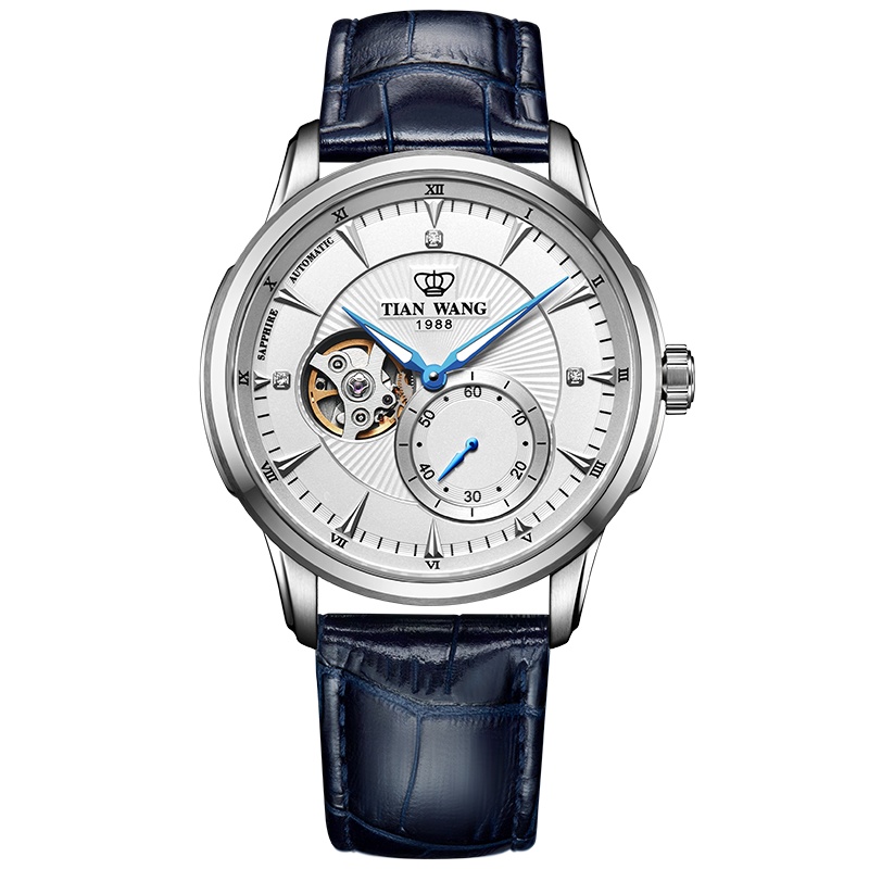 天王表(TIANWANG)男士机械腕表轮时代系列皮带男表镂空男士手表GS5963