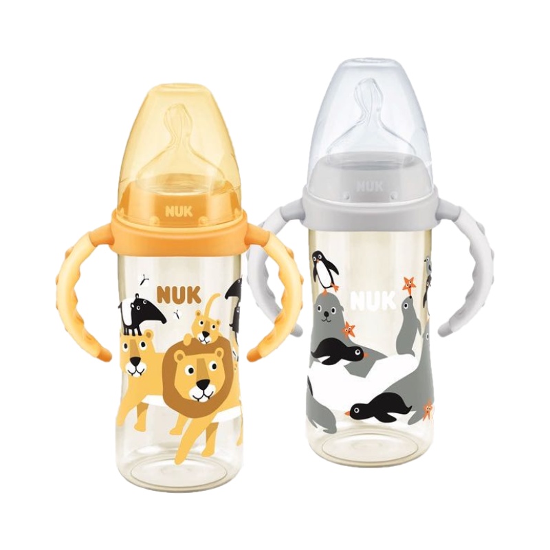 300ml NUK宽口径PPSU带手柄彩色奶瓶狮子款（带成长型硅胶中圆孔奶嘴）