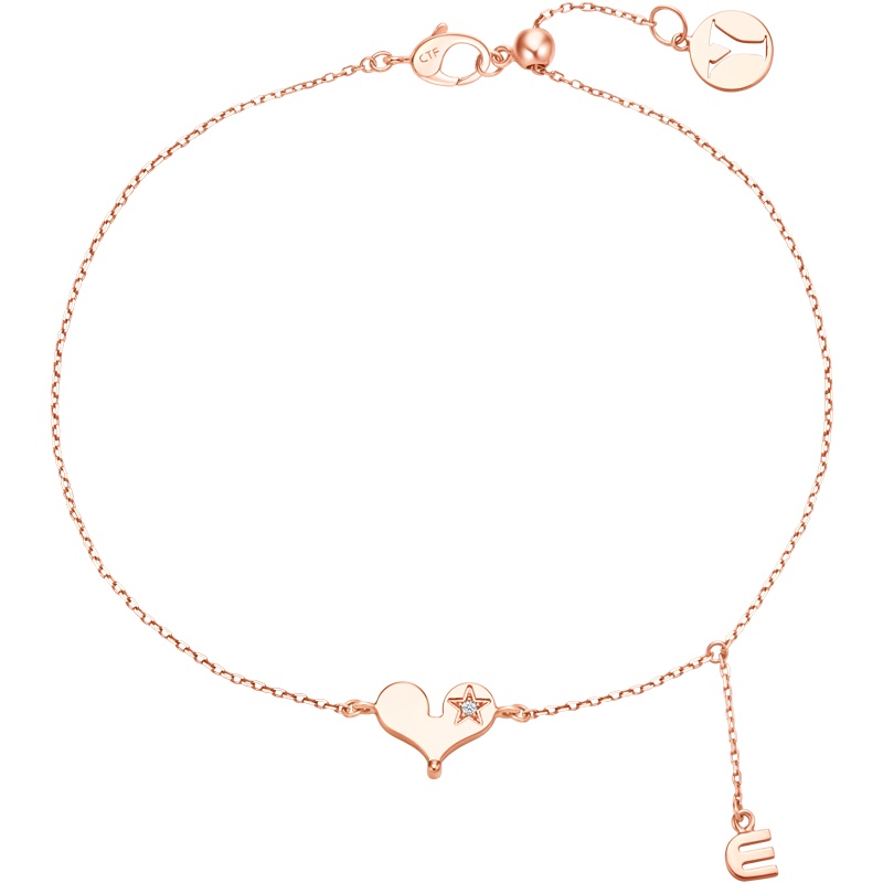 周大福Y时代小心意系列心有所鼠简约款18K金钻石手链U180718