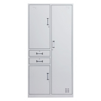 欧宝美更衣柜二斗衣柜带门锁储物柜钢制铁皮柜员工柜档案柜二门更衣柜加厚定制款