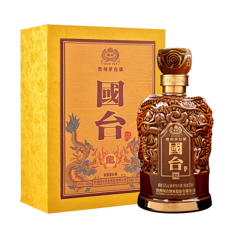 国台 龙酒 53度 500ml单瓶礼盒装 陈年份老酒收藏 酱香型白酒 酱酒 纯粮食高度酒 (商务宴请送礼)