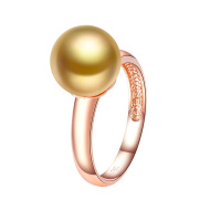 brir 佰色传情 9-10MM正圆南洋金珠18k金海水珍珠戒指