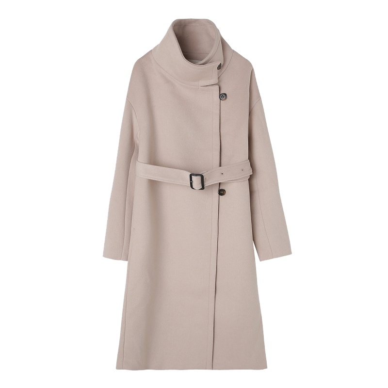 拉贝缇秋季女呢子大衣韩版修身纯色直筒淑女毛呢外套60300695