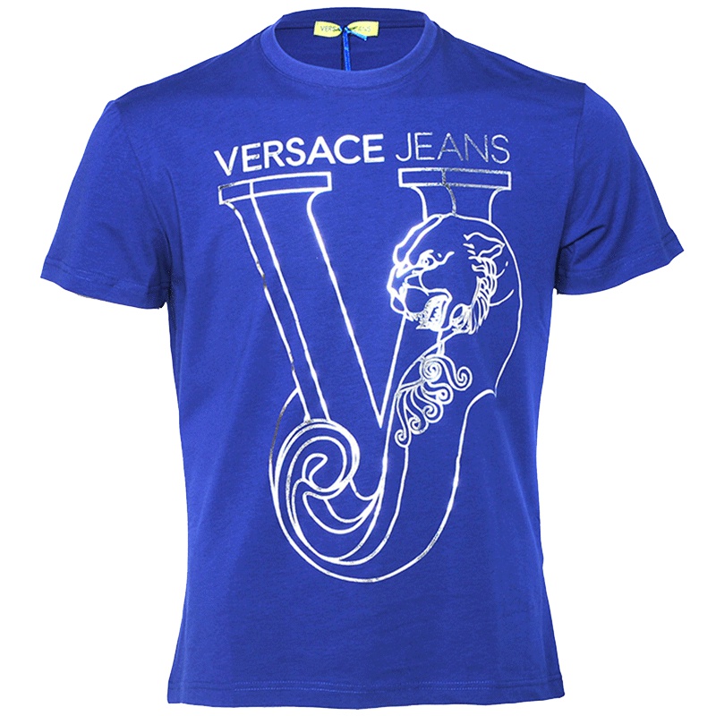 Versace jeans范思哲VJ男士短袖T恤圆领logo潮牌大码【官可验】
