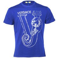 Versace jeans范思哲VJ男士短袖T恤圆领logo潮牌大码【官可验】