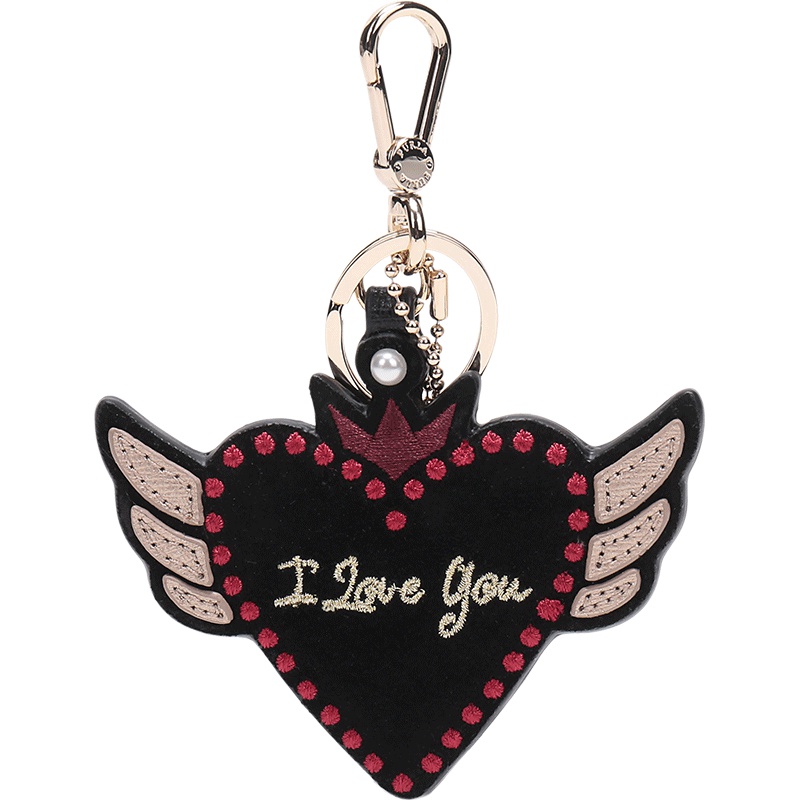 FURLA 芙拉 女士黑色皮革心形钥匙扣挂饰 1002669 R RT84 O38