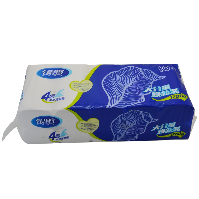 银鸽1700g卫生卷纸4层大分量家用10卷实惠装无芯卷筒厕纸手纸1提